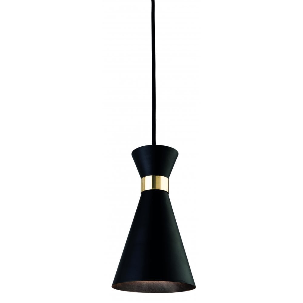 Retro Vogue Pendant Light in Black and Brass Finish