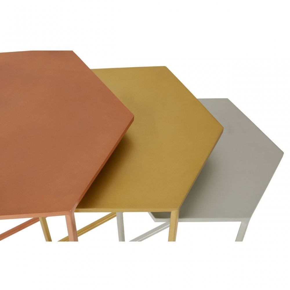 Rabia Nest of 3 Hexagonal Side Table Assorted
