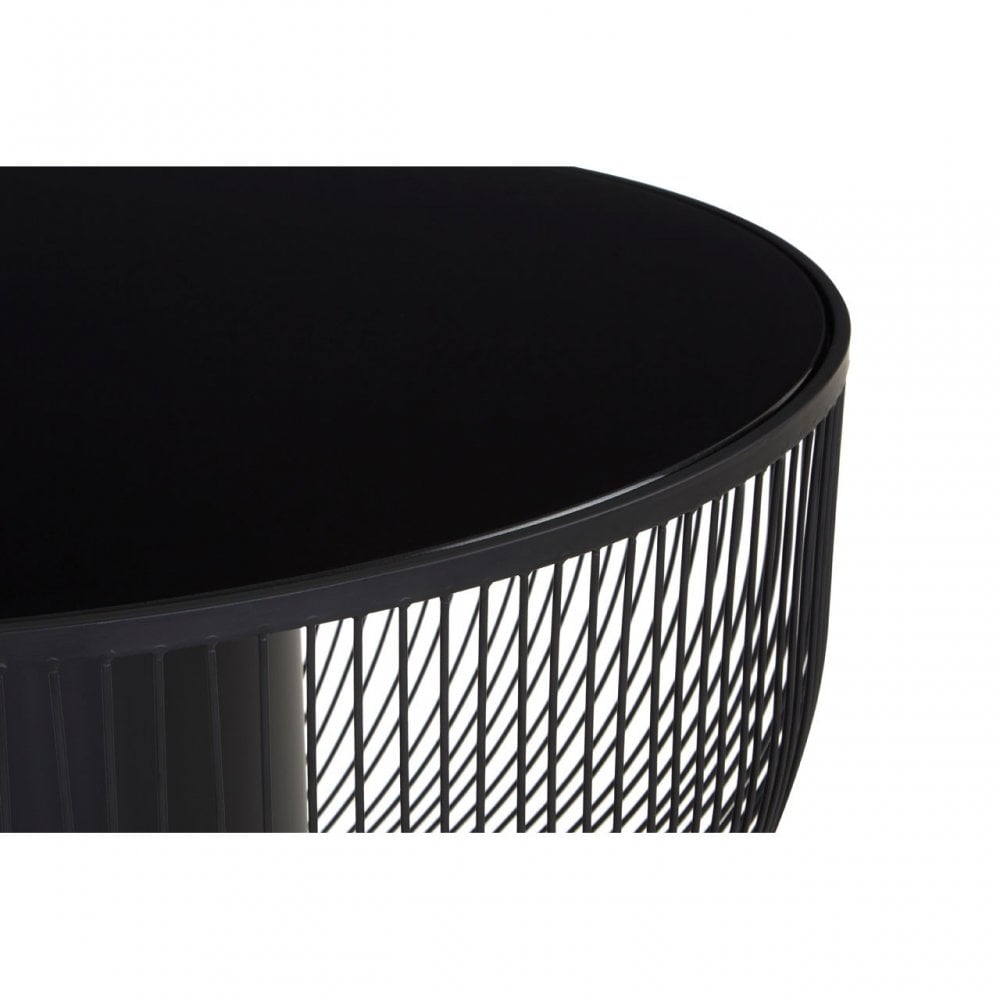 Duchess Coffee Table with Black Glass Top Black