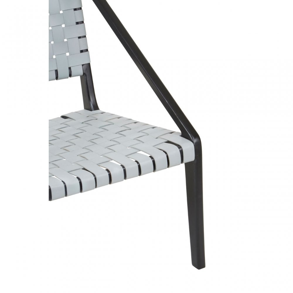 Kourtnai Grey Leather Woven Chair Grey