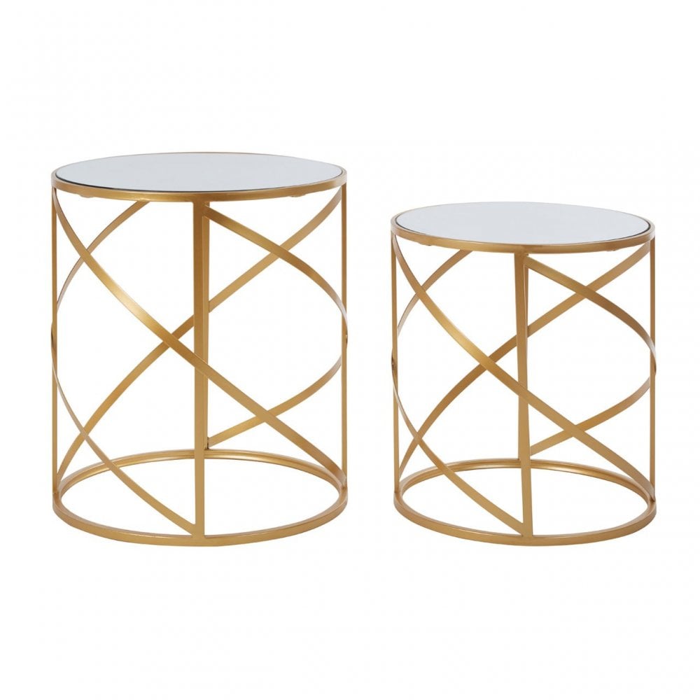 Anvil Set of 2 Loop Design Side Tables Gold