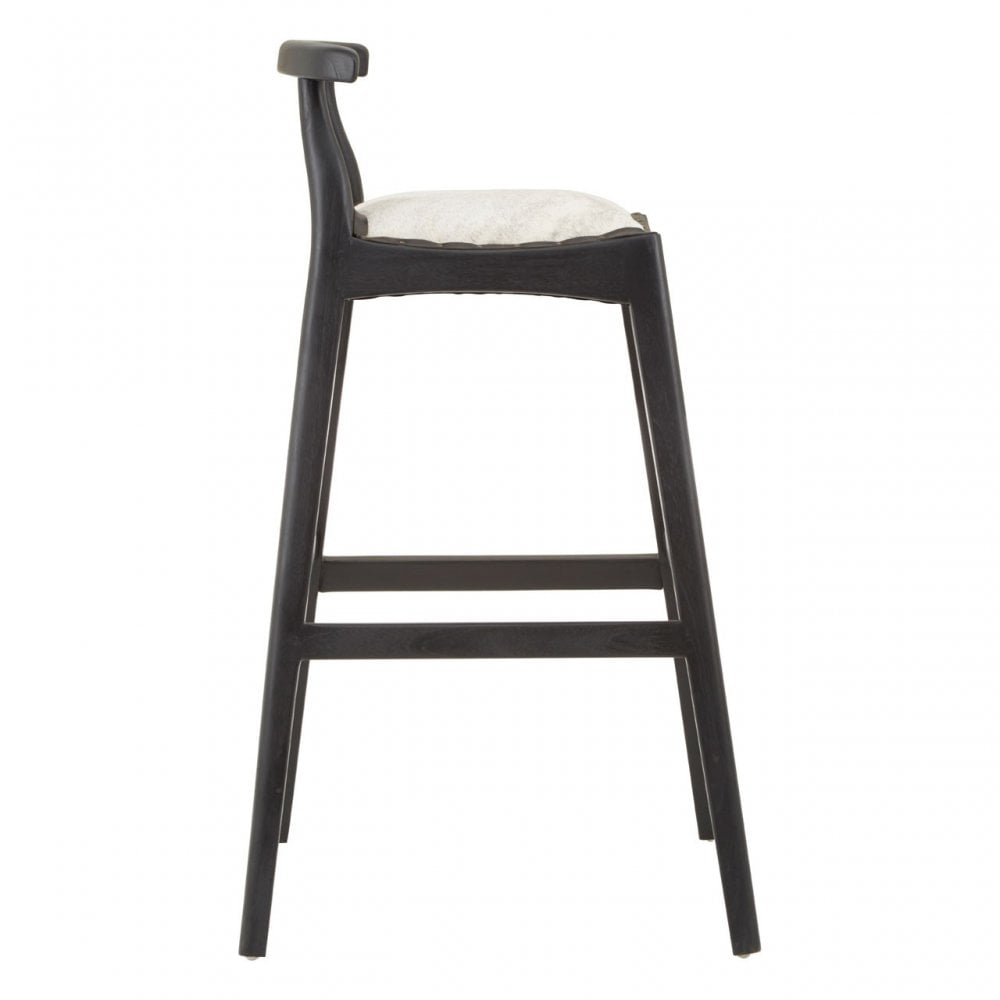 Kourtnai White Leather Bar Stool Black
