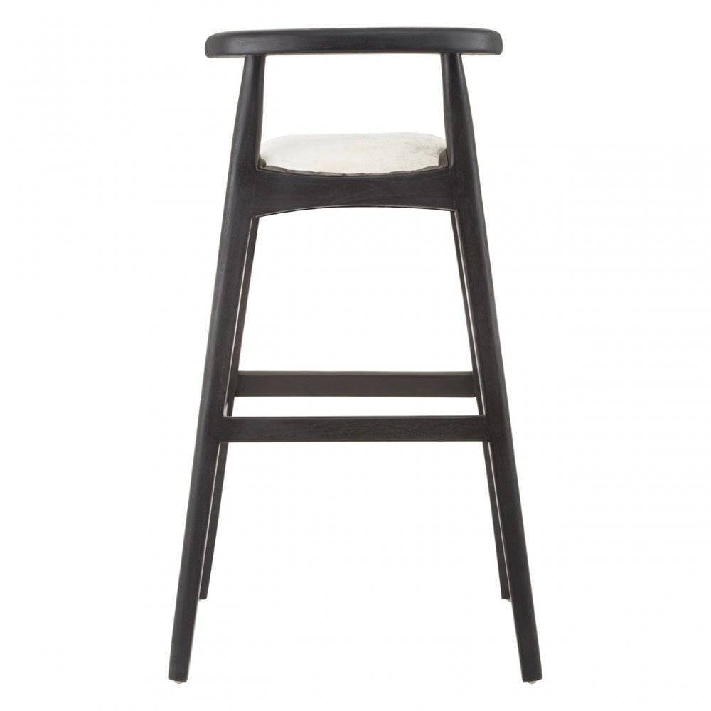 Kourtnai White Leather Bar Stool Black