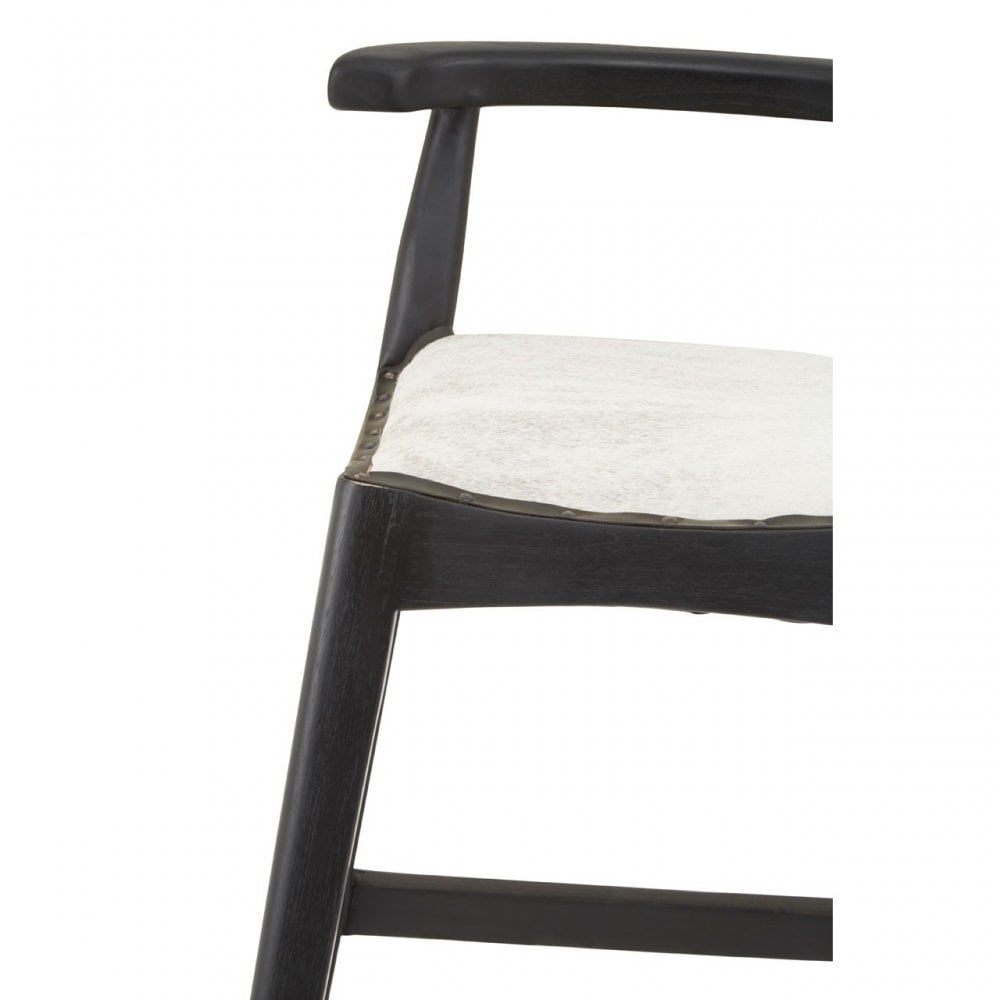 Kourtnai White Leather Bar Stool Black