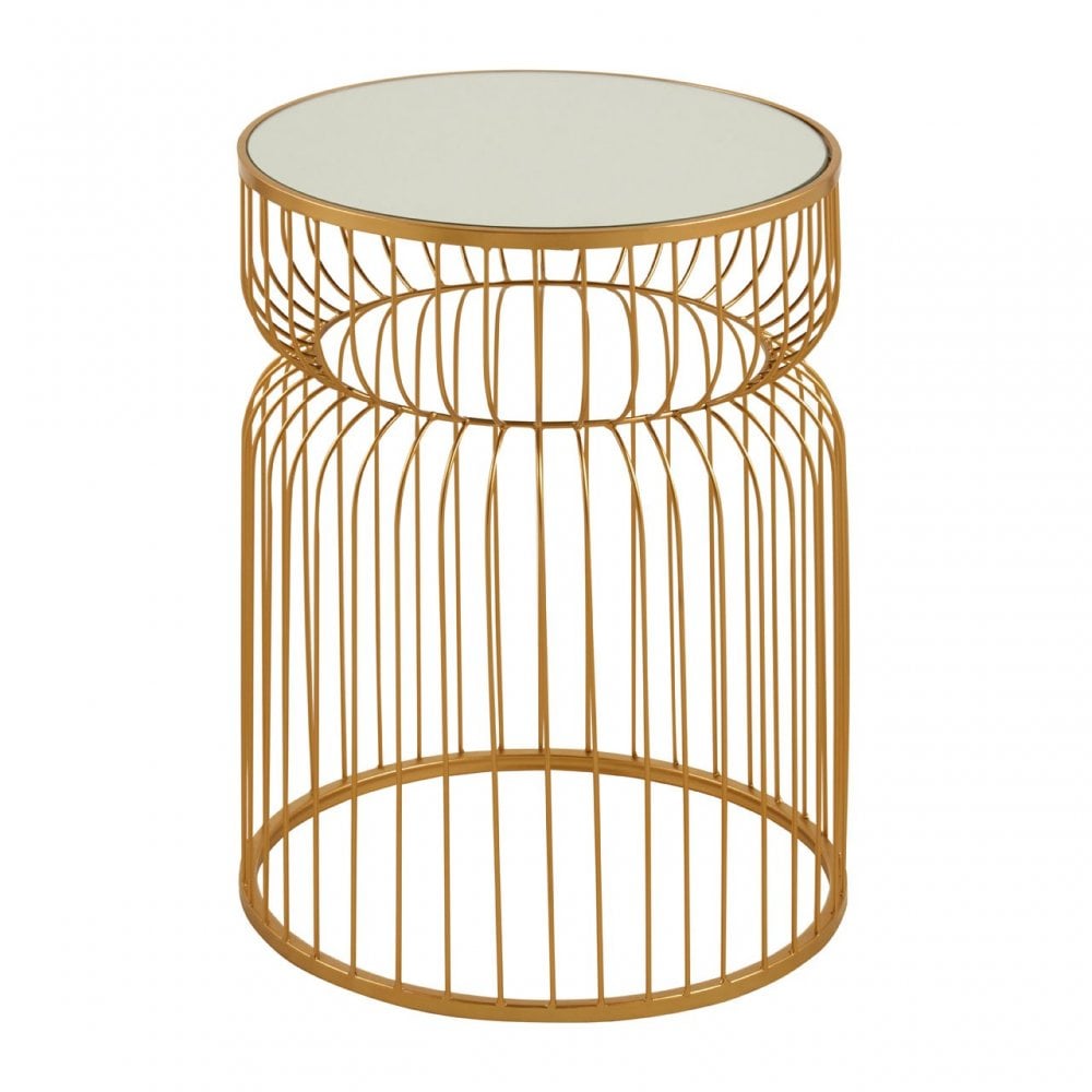 Anvil Gold Metal Wireframe Round Side Table Gold