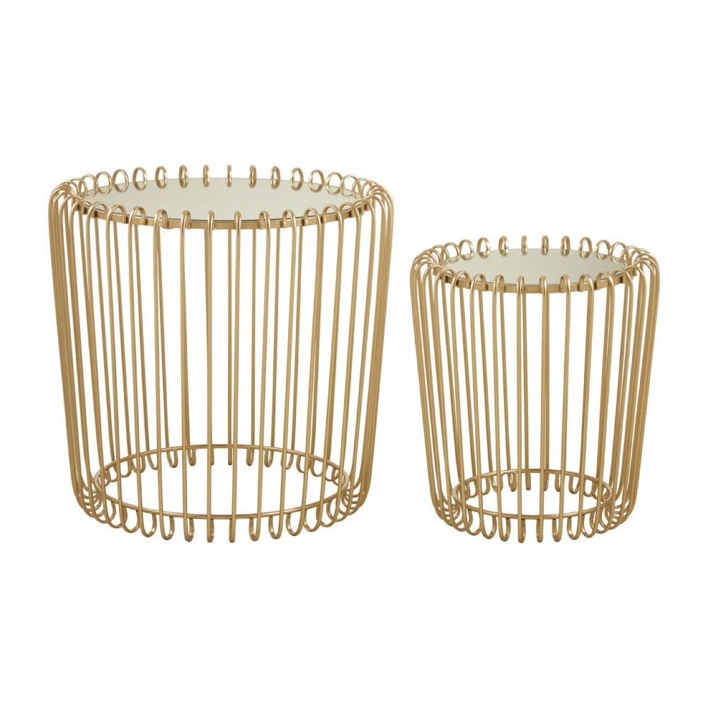 Anvil 2 Set Champagne Wireframe Side Tables Gold