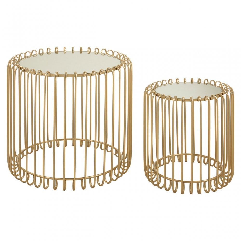 Anvil 2 Set Champagne Wireframe Side Tables Gold