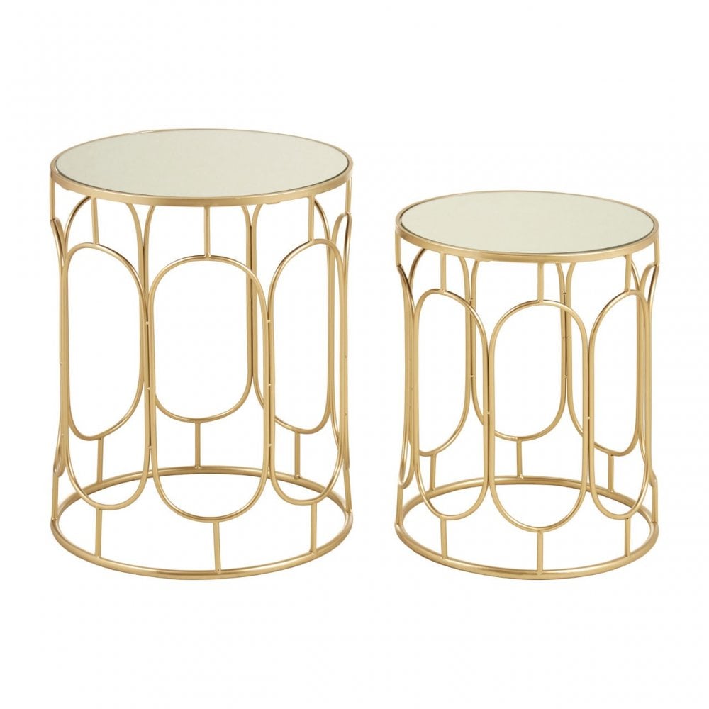 Anvil Set of 2 Champagne Metal Side Tables Champagne