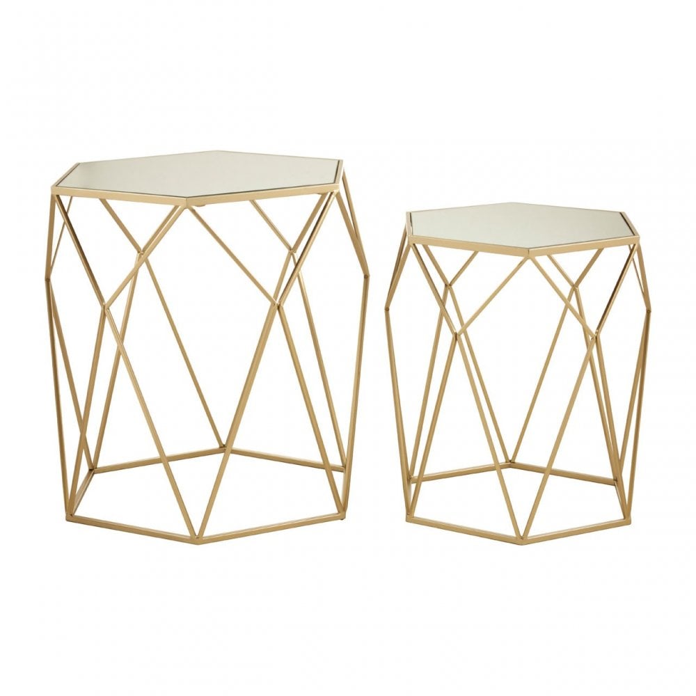 Anvil Set of 2 Hexagonal Side Tables Champagne
