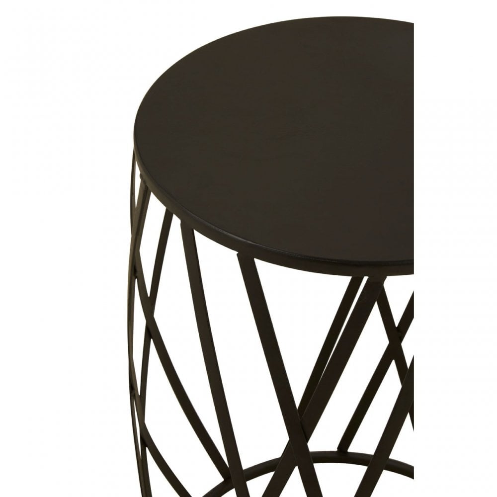 Avantis Set of 2 Black Metal Round Side Tables Black