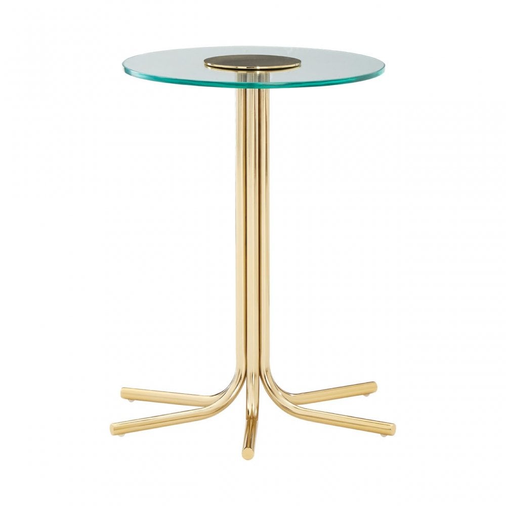 Miley Side Table with Glass Top Gold