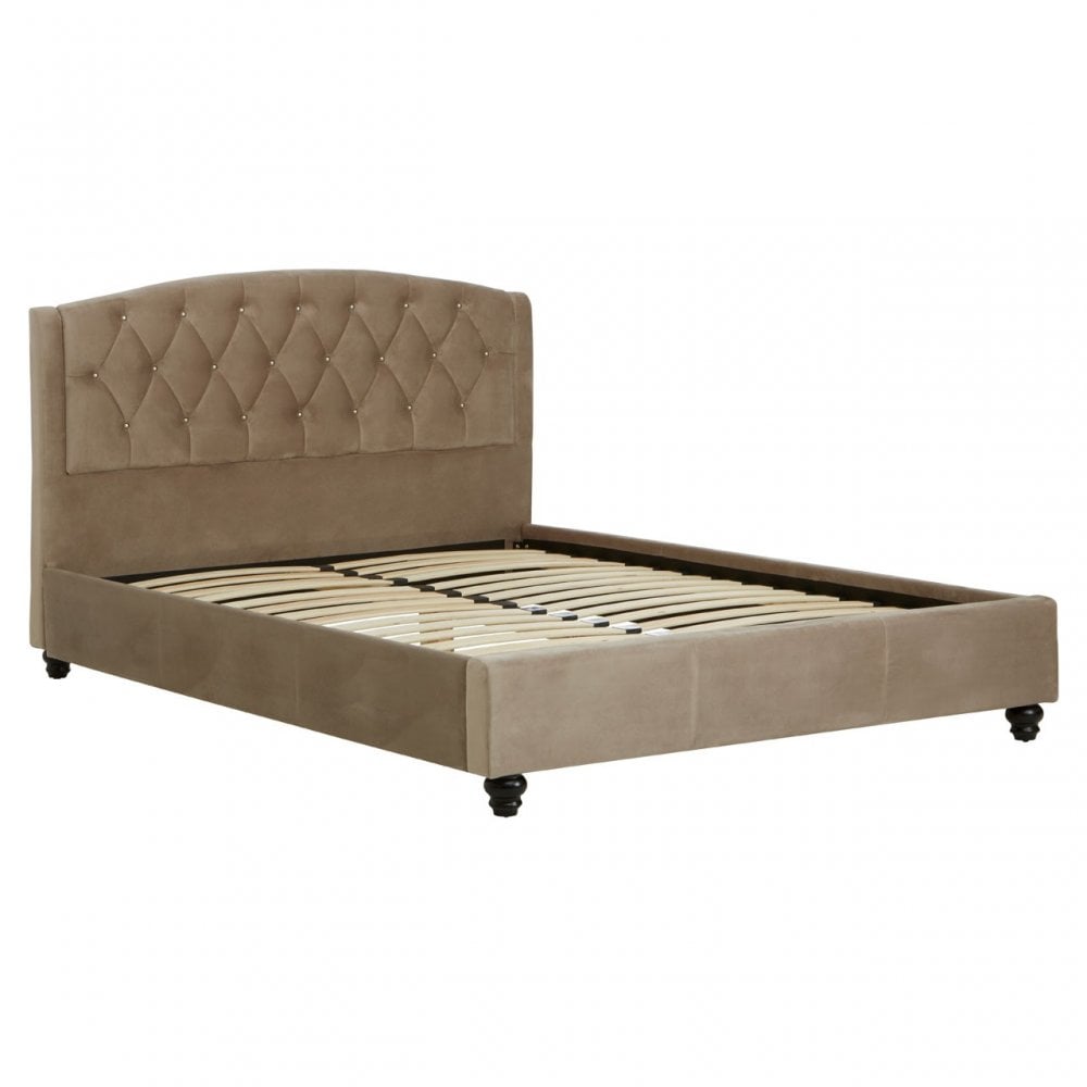 Josephine Brushed Velvet Double Bed Brown
