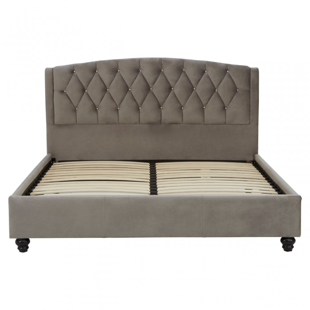 Josephine Velvet Kingsize Bed Grey