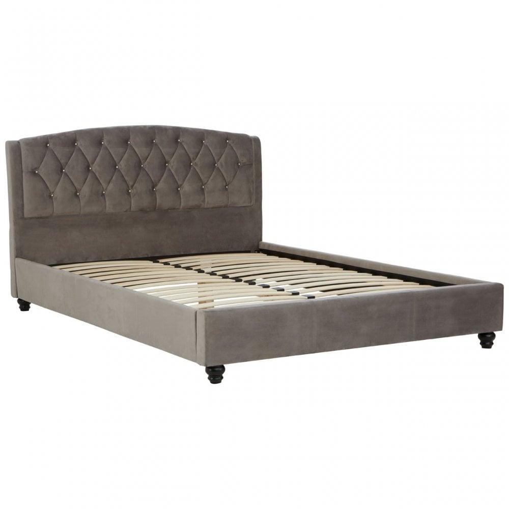 Josephine Velvet Kingsize Bed Grey