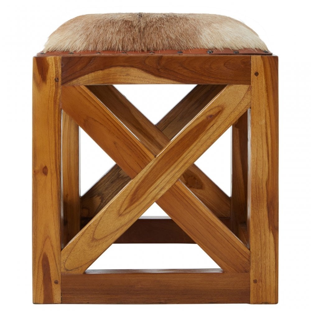 Kourtnai Goat Leather Stool Natural
