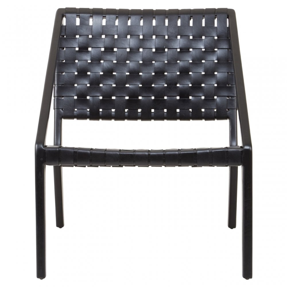 Kourtnai Black Leather Woven Chair Black