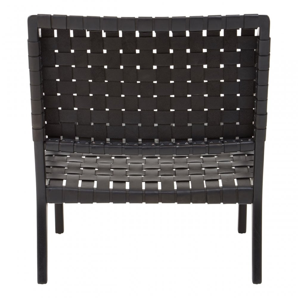 Kourtnai Black Leather Woven Chair Black