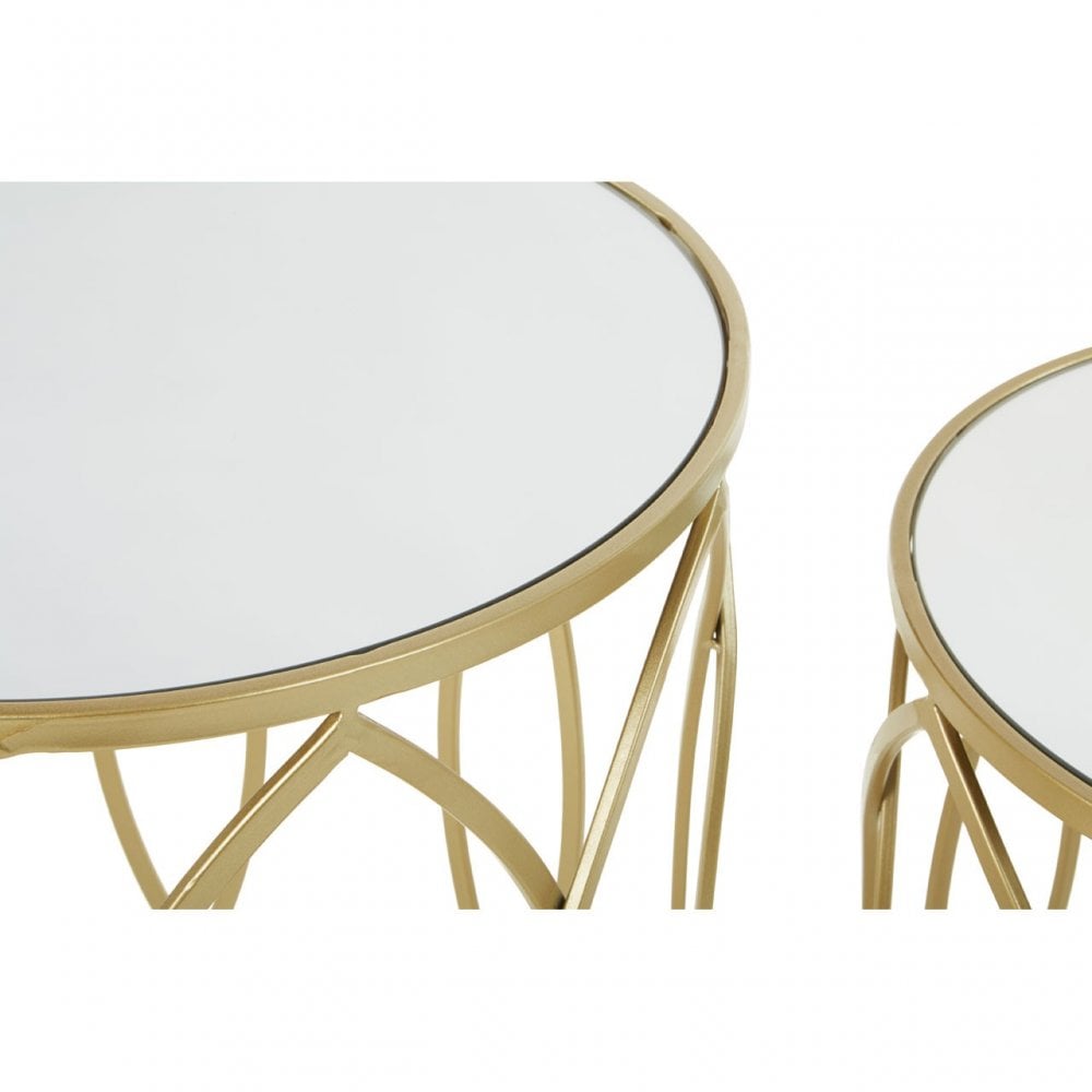 Anvil Set of 2 Champagne Finish Side Tables Champagne