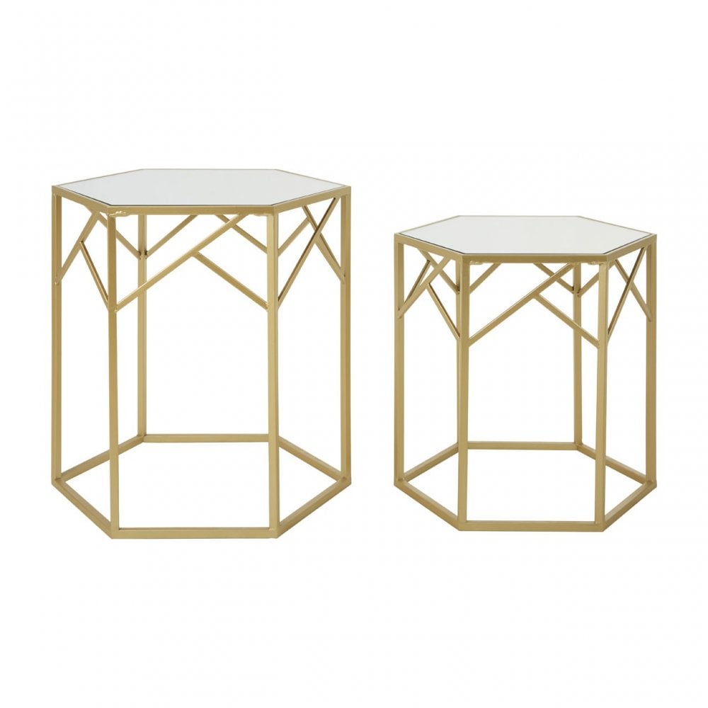 Anvil Set of 2 Hexagonal Side Tables Champagne
