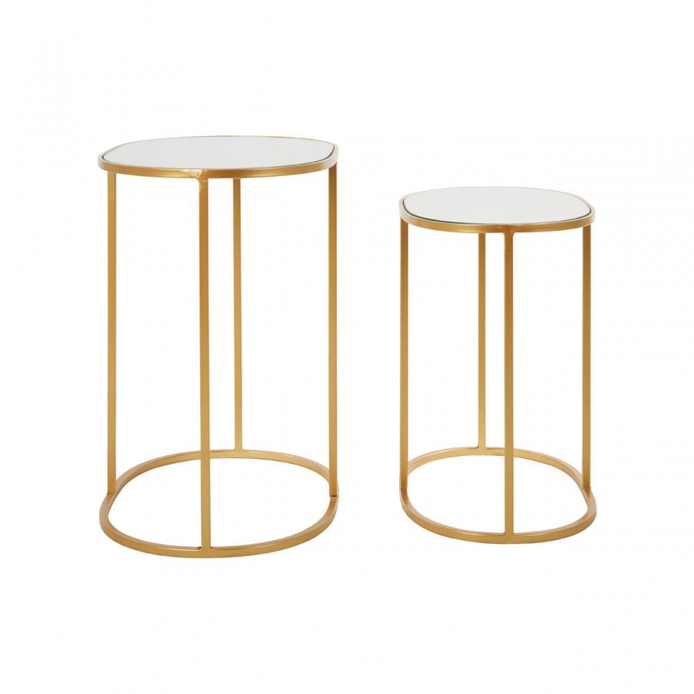 Anvil Set of 2 Oval Side Tables Gold