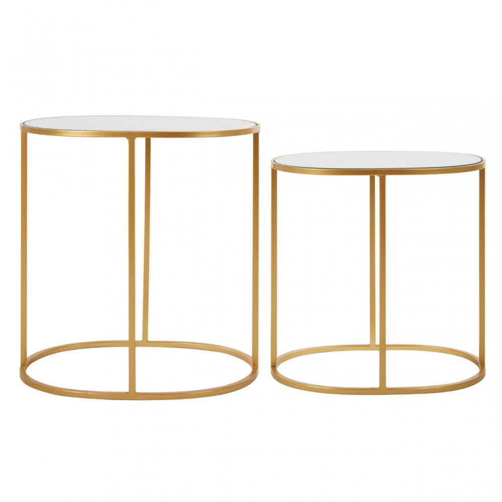 Anvil Set of 2 Oval Side Tables Gold