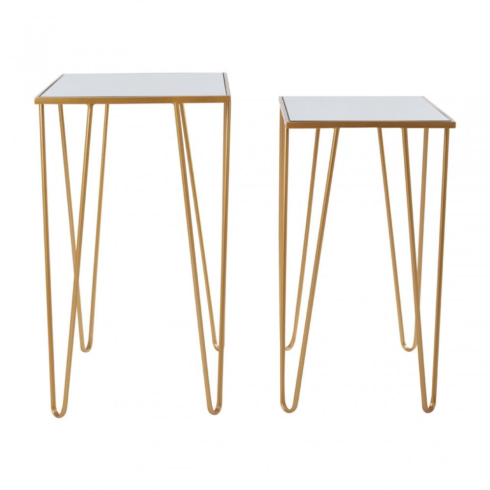 Anvil Set of 2 Rectangular Side Tables Gold