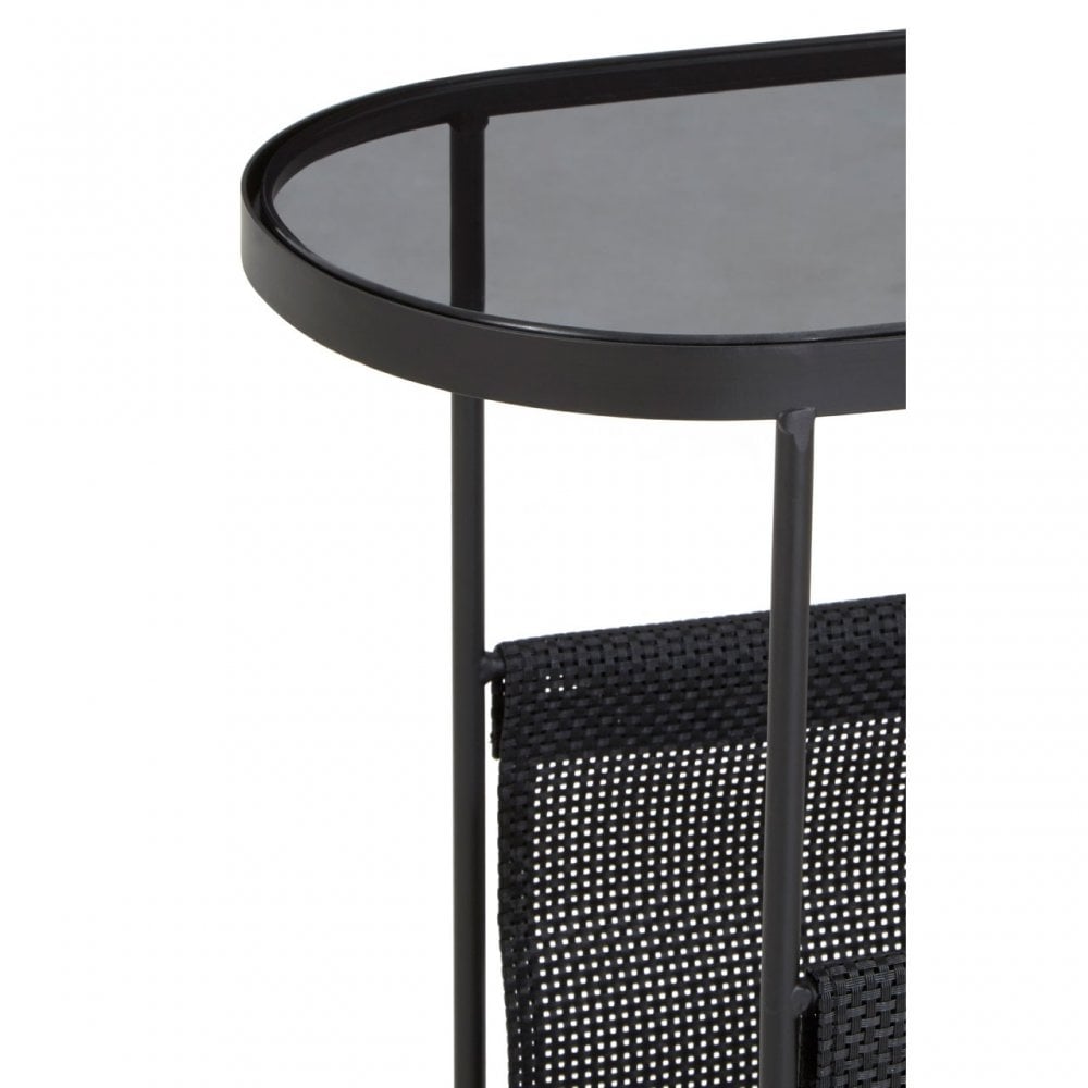 Trento Side Table with Grey Glass Top