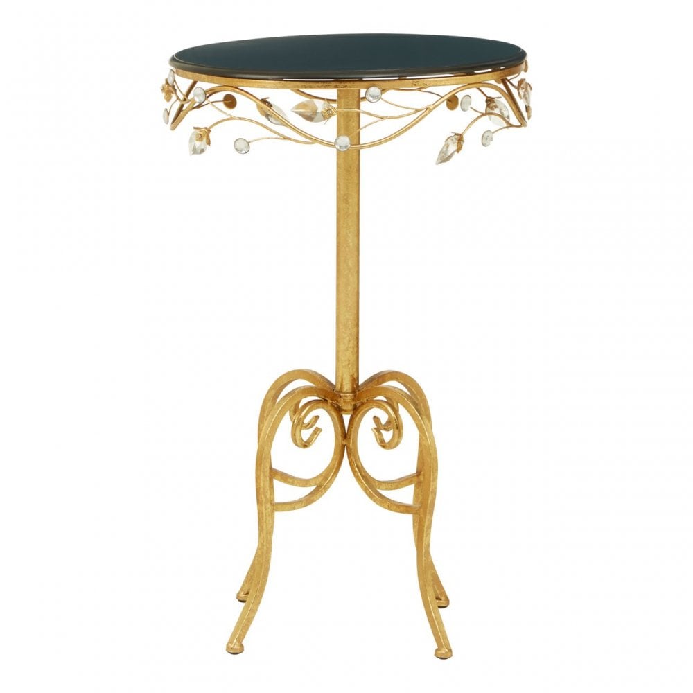 Yaxi Round Table With Black Wooden Top Gold