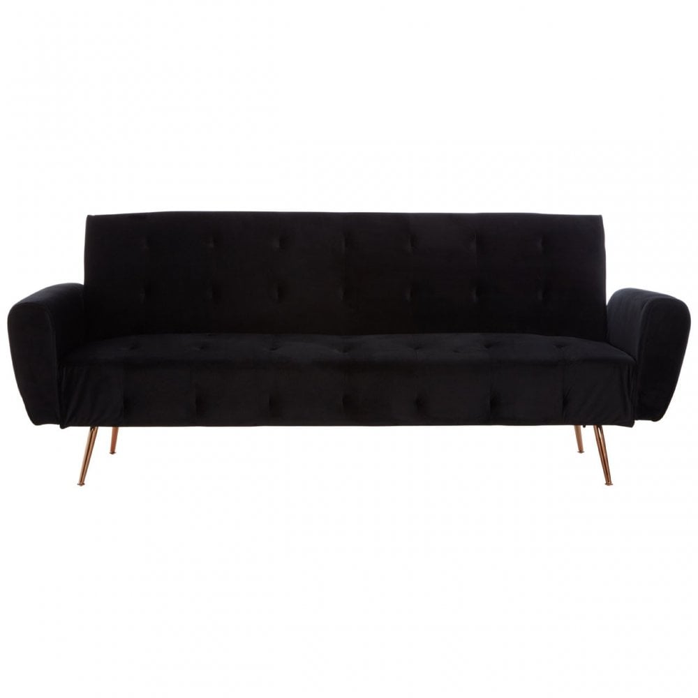 Hayton Black Velvet Sofa Bed Black