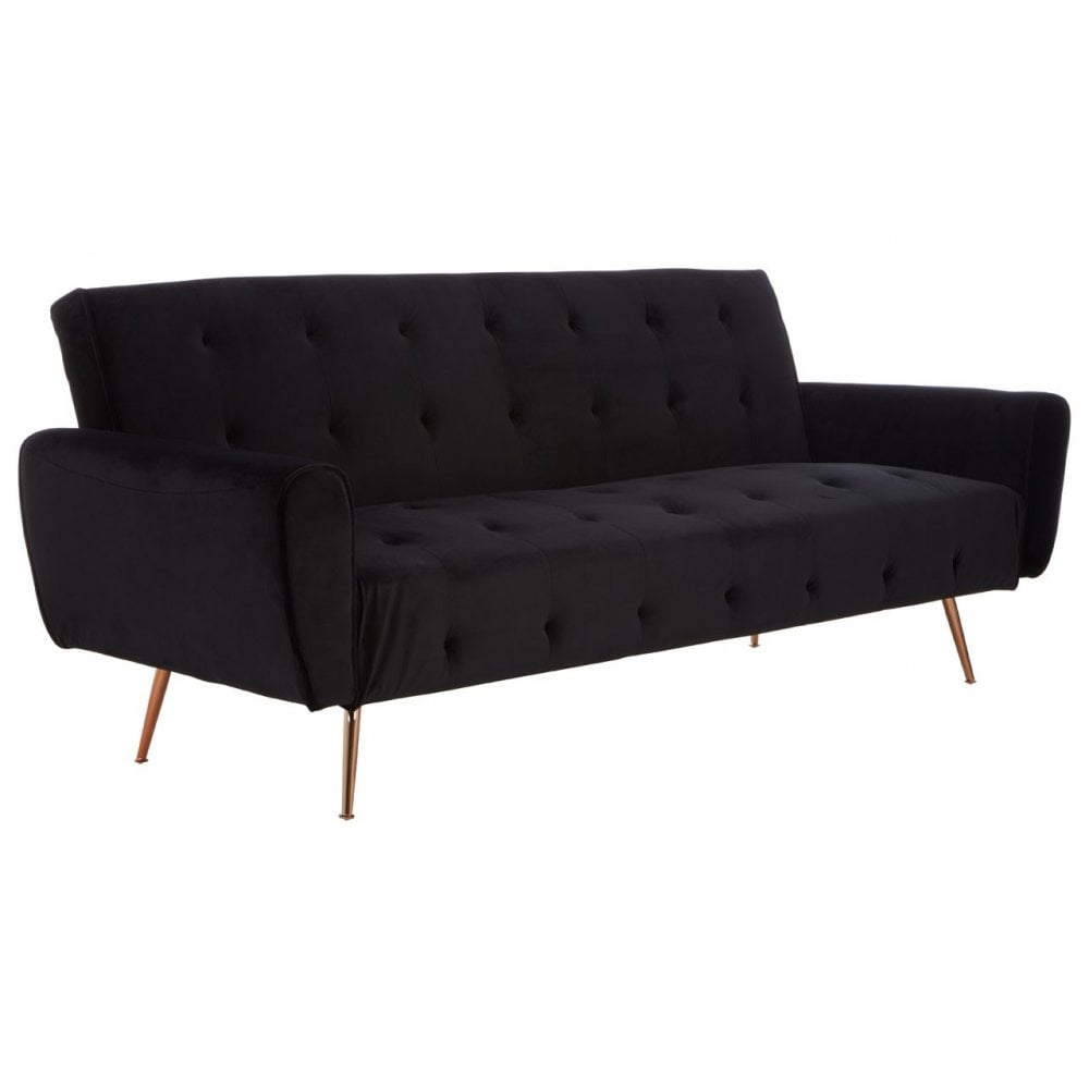 Hayton Black Velvet Sofa Bed Black