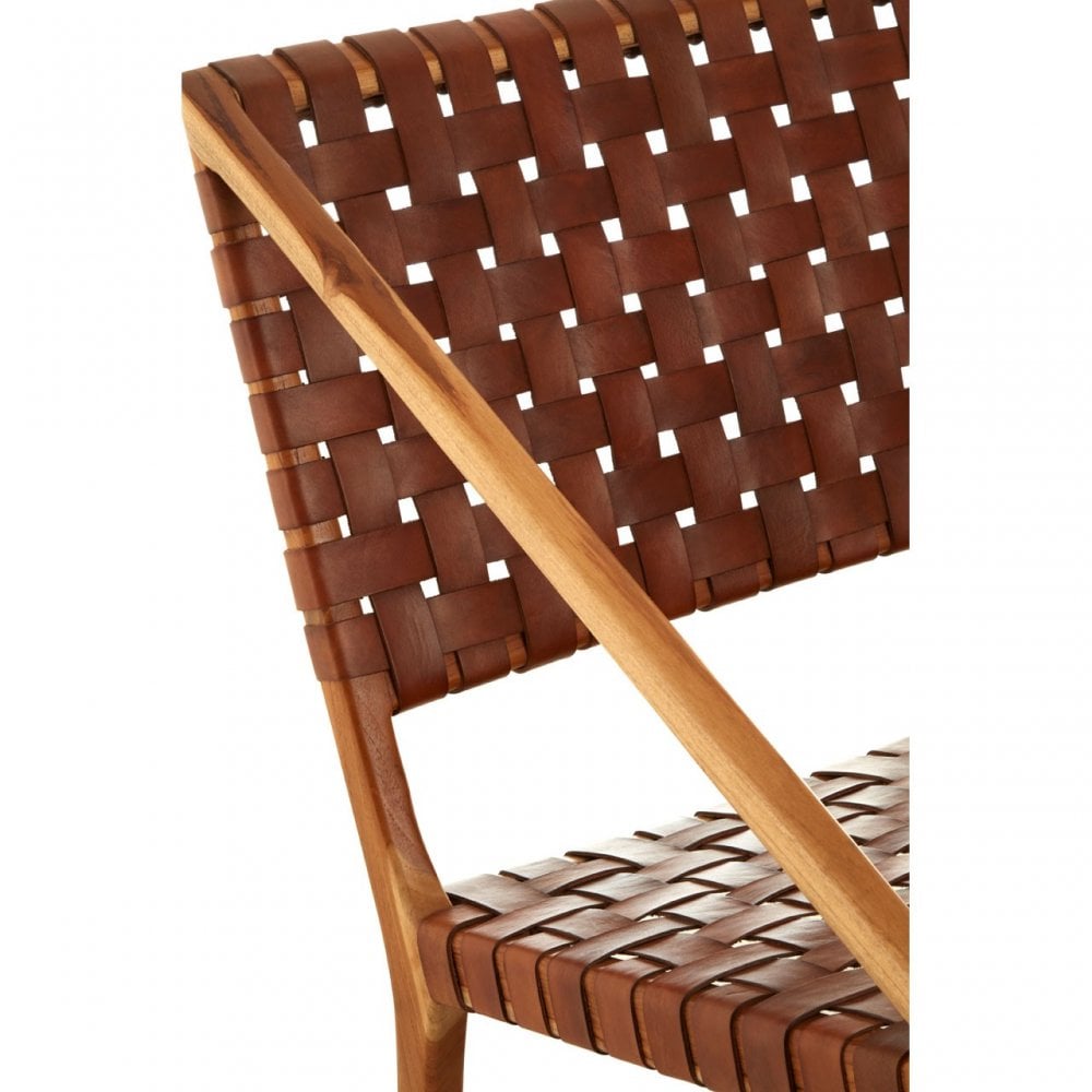 Kourtnai Brown Woven Leather Chair Brown