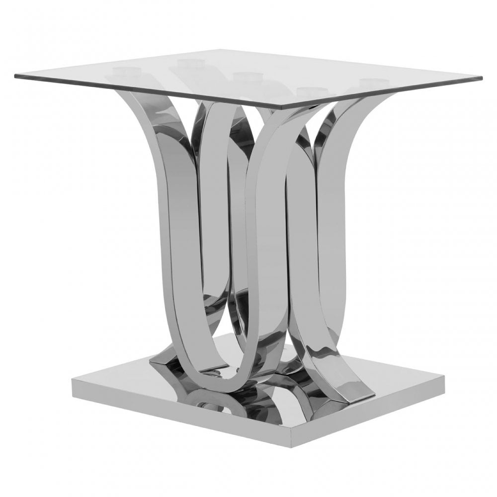 Matayo Curved Base End Table Silver