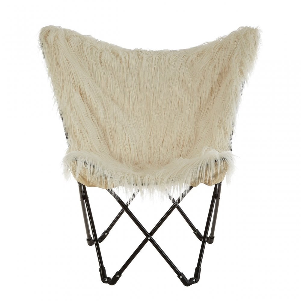 Sienna White Faux Fur Butterfly Chair White