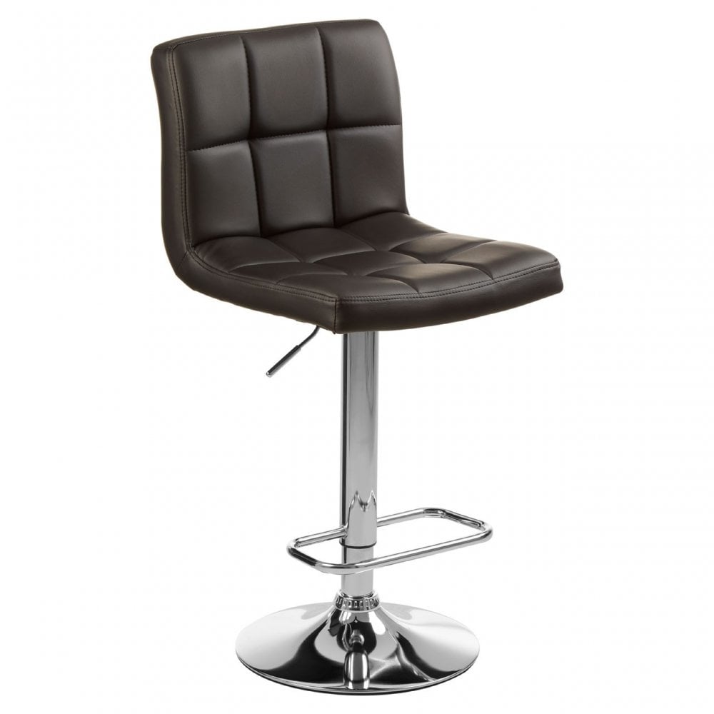 Baina Quilted Bar Stool with Chrome Base Black