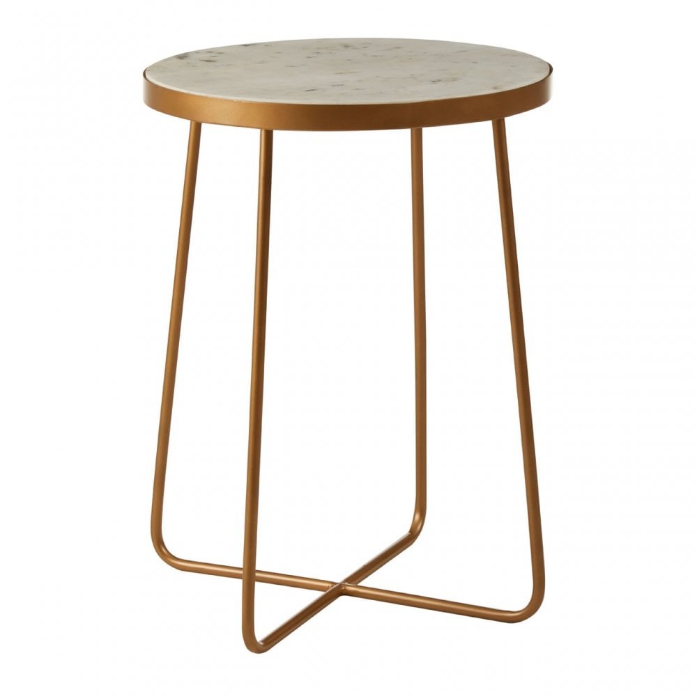 Gianna Round Side Table with Cross Base White