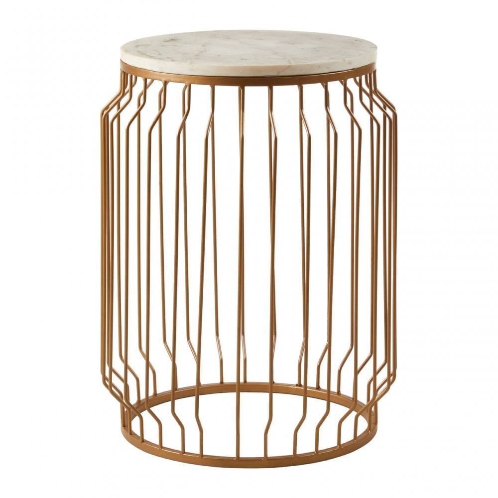 Gianna Round Side Table with Wireframe Base White