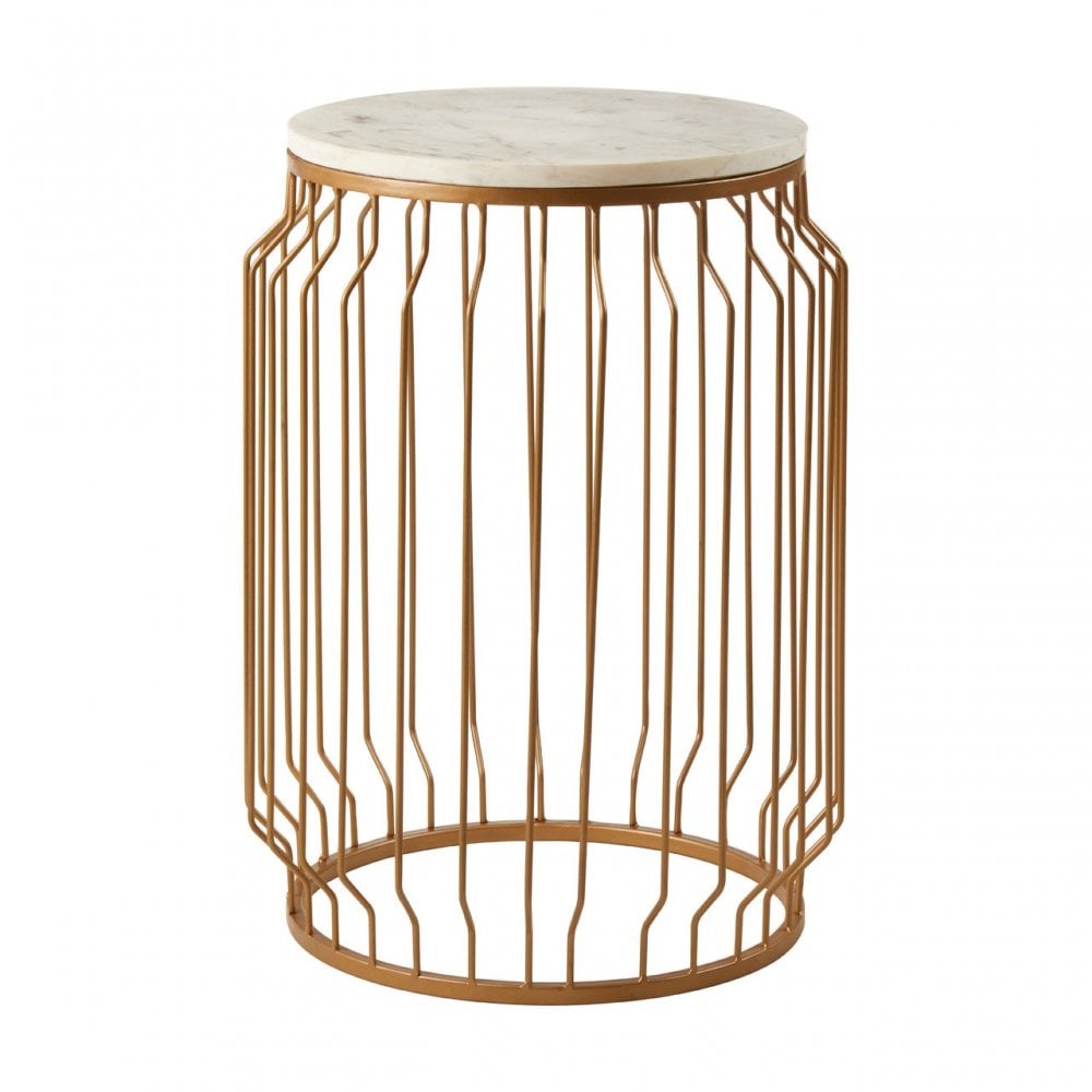 Gianna Round Side Table with Wireframe Base White