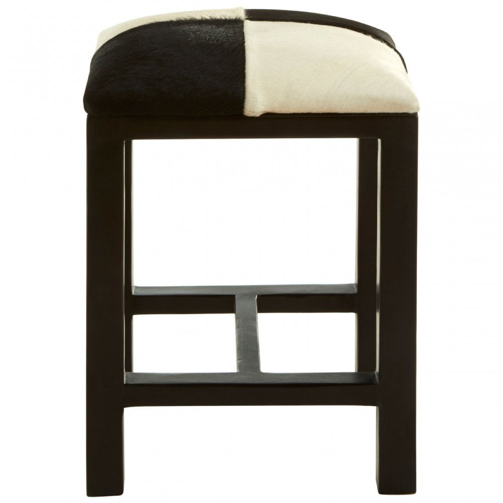 Kourtnai Black And White Leather Iron Stool Assorted