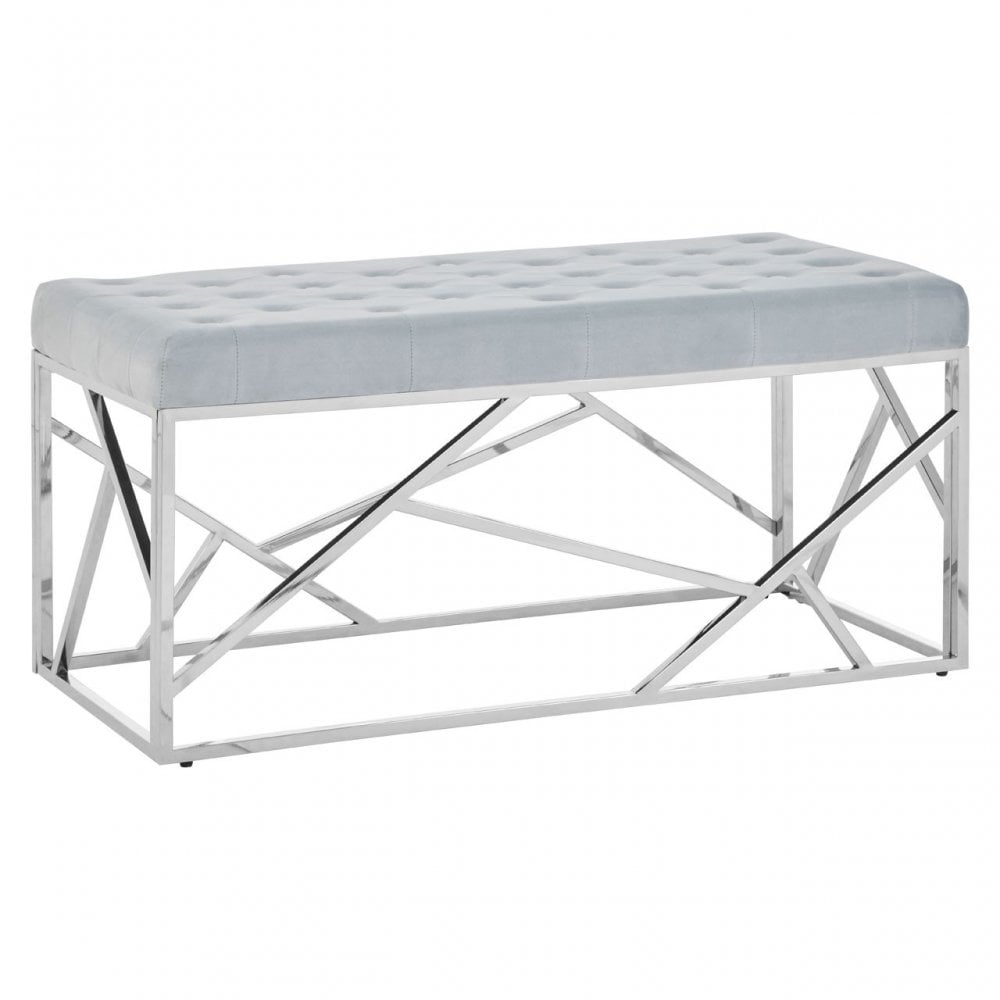 Matayo Powder Blue Geometric Bench Blue