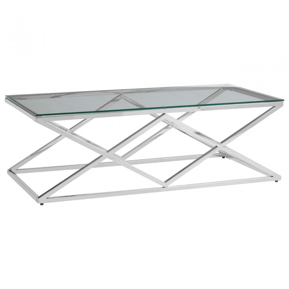 Matayo Inverted Prism Base Coffee Table Silver