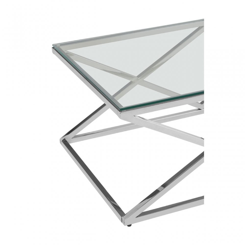 Matayo Inverted Prism Base Coffee Table Silver