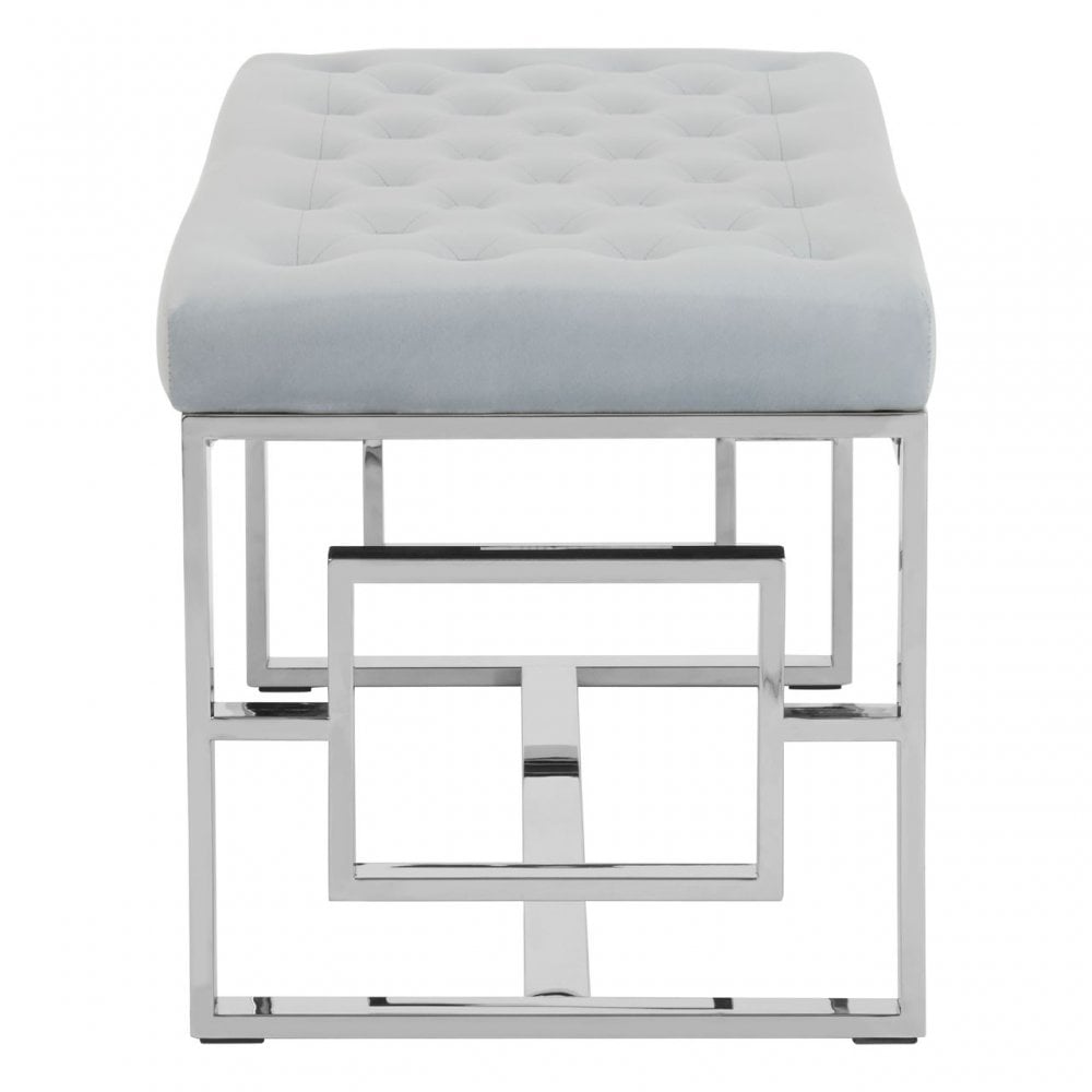 Matayo Grey Velvet / Silver Finish Bench Grey