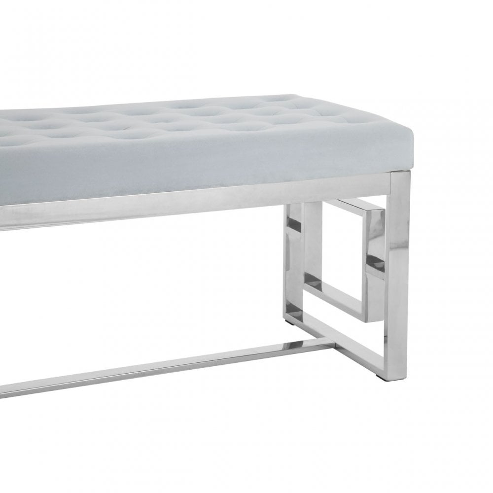 Matayo Grey Velvet / Silver Finish Bench Grey