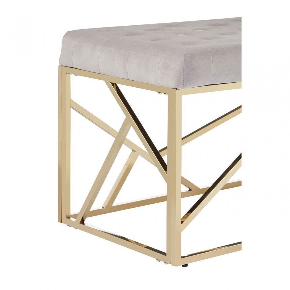 Matayo Mink Velvet / Gold Finish Frame Bench Brown