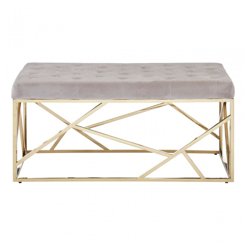 Matayo Mink Velvet / Gold Finish Frame Bench Brown