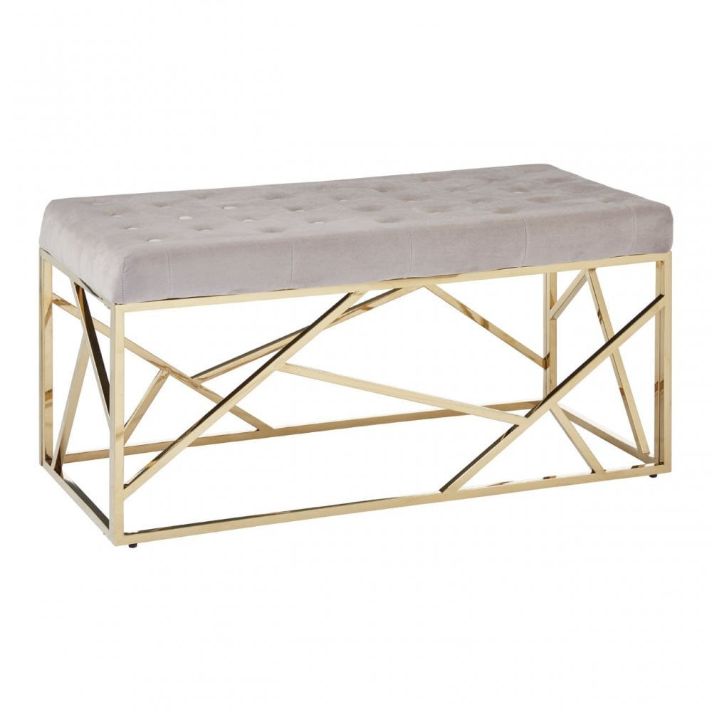 Matayo Mink Velvet / Gold Finish Frame Bench Brown