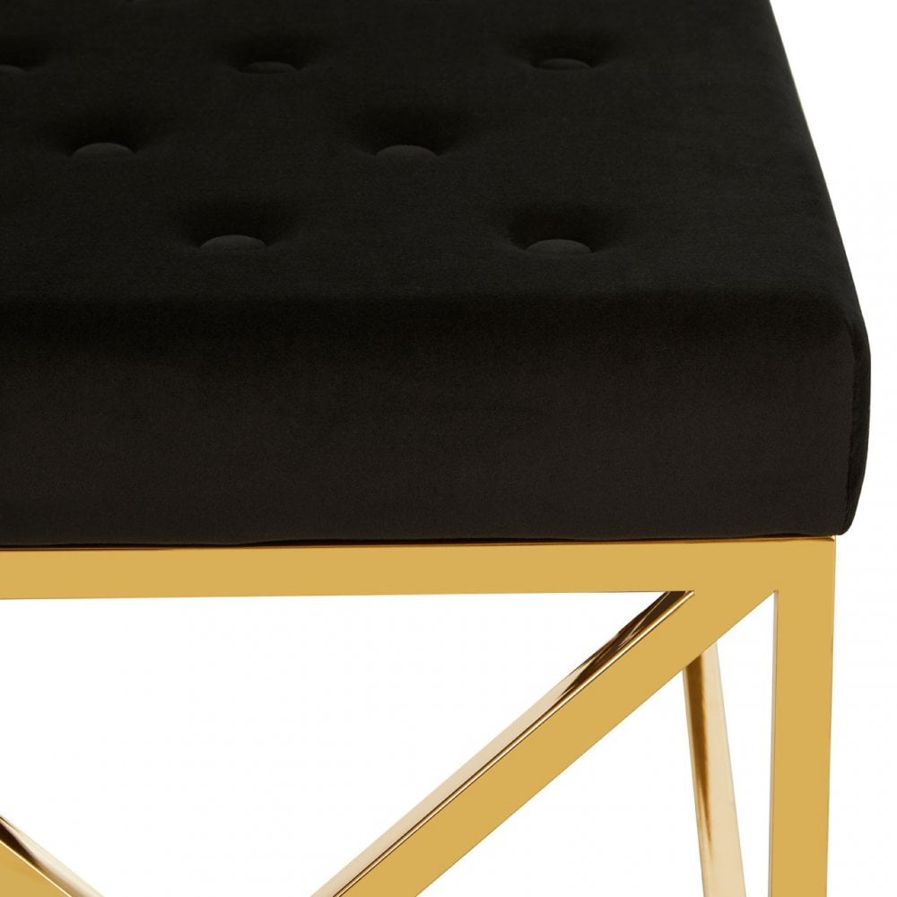 Matayo Black Tufted Seat / Gold Finish Bench Black