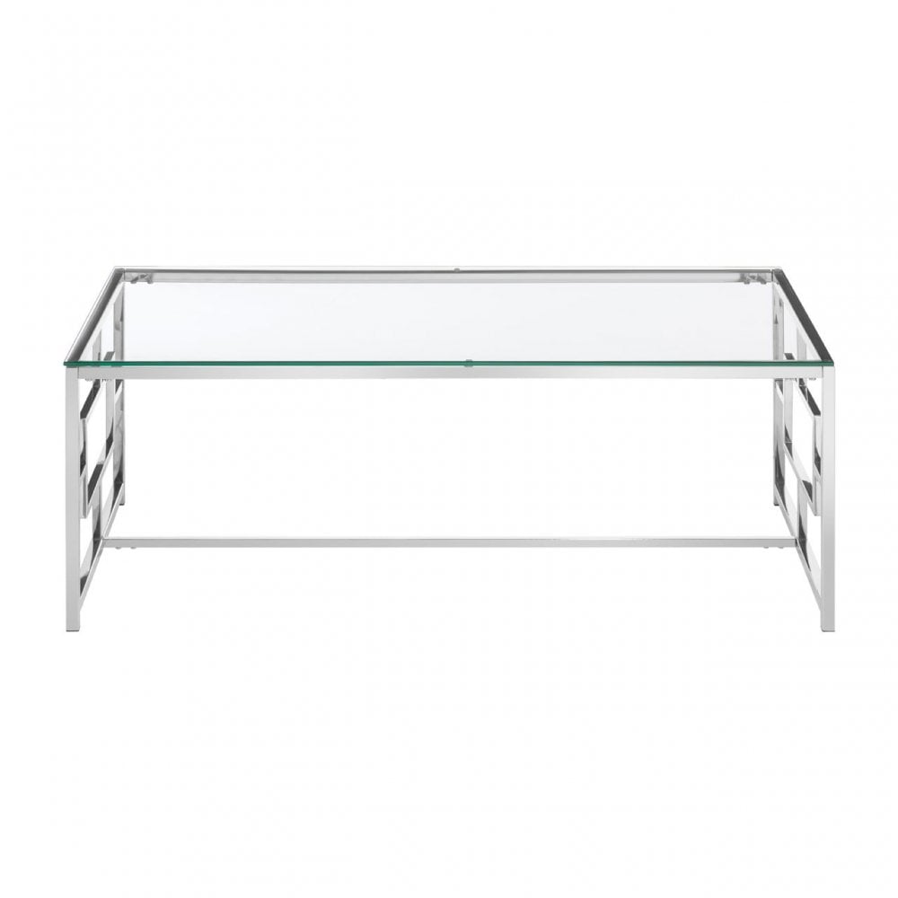 Matayo Clear Glass / Silver Base Coffee Table Silver