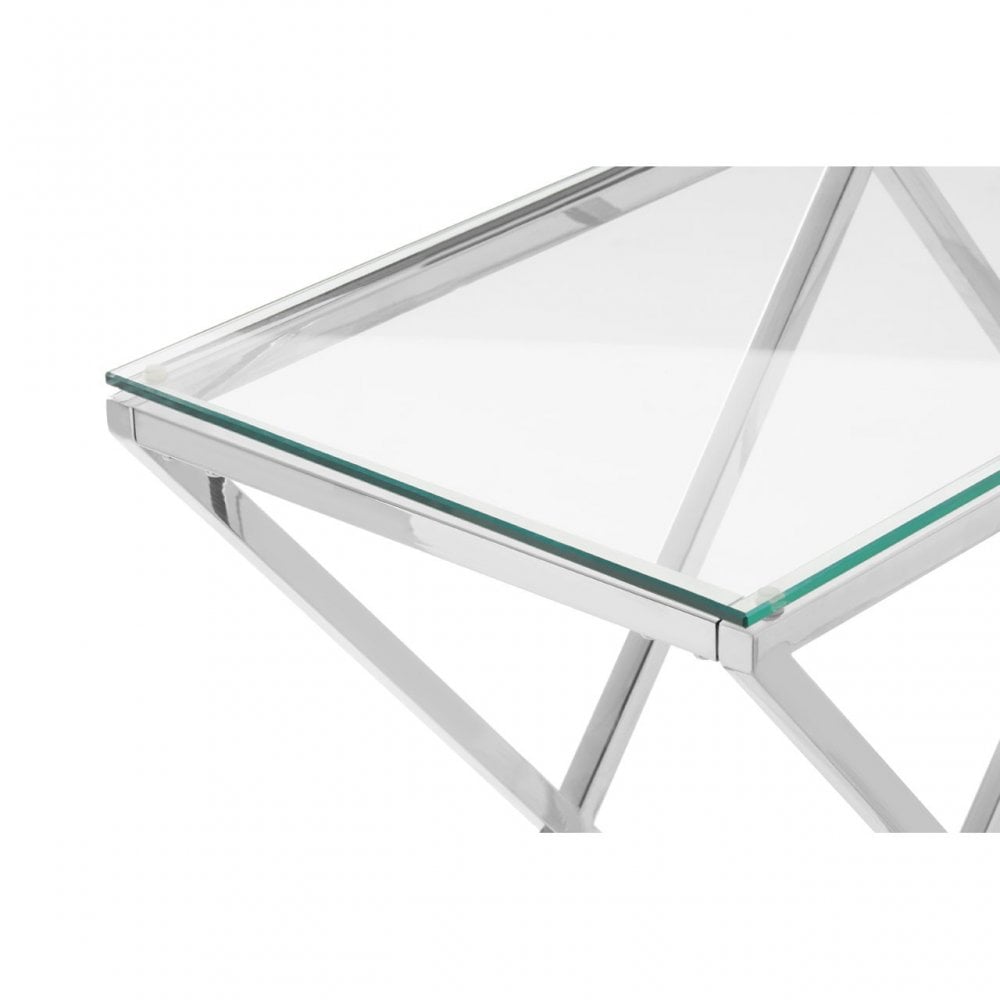 Matayo Inverted Triangles Base Console Table Silver