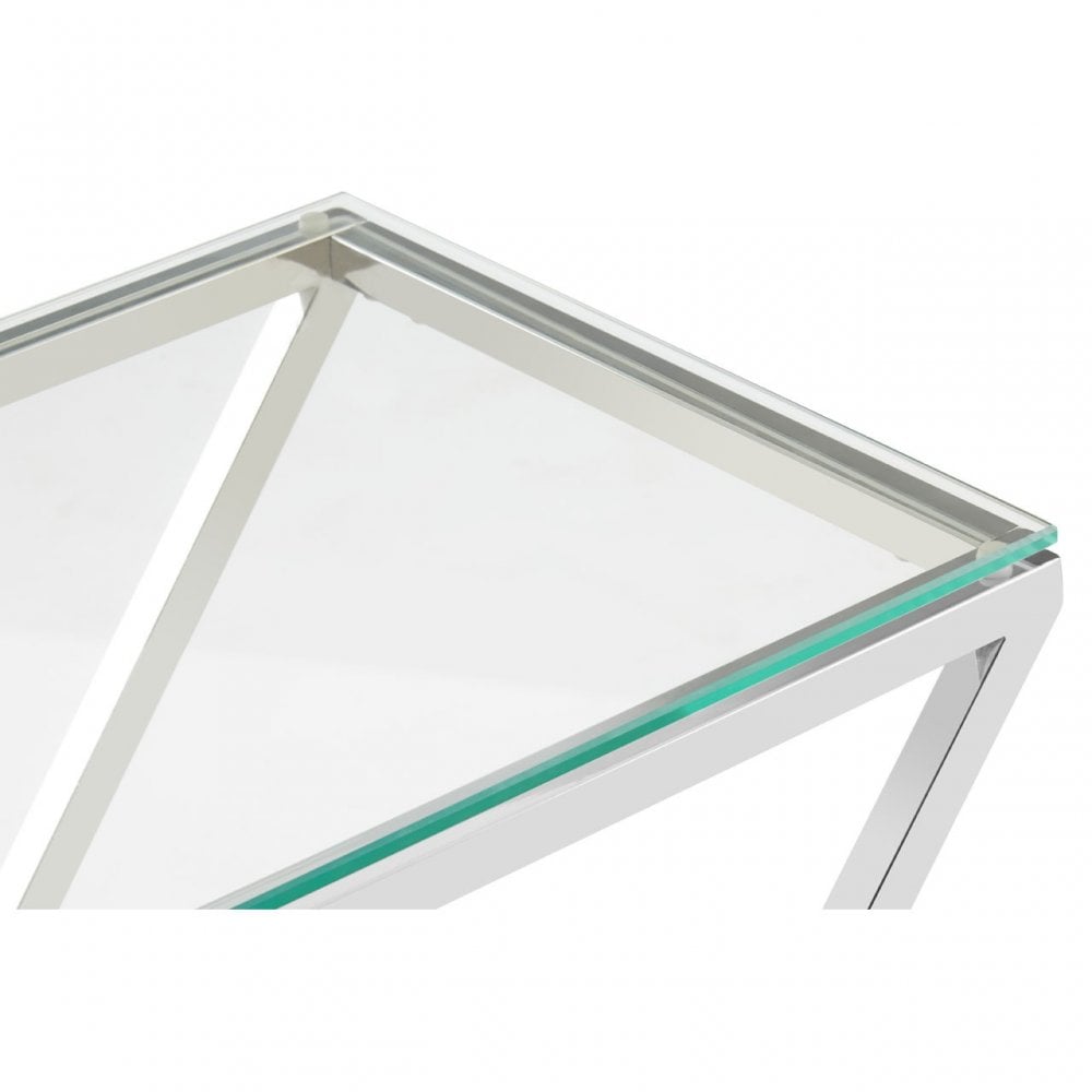 Matayo Inverted Triangles Base Console Table Silver